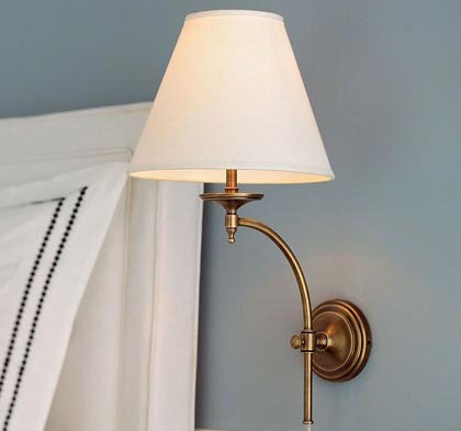 酒店客房仿古銅色不銹鋼+優(yōu)質布藝燈罩壁燈 燈飾廠家直供